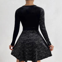 Fashionable And Elegant Long-sleeve V-neck Sequin Dress