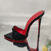 Rhinestone Ankle-strap Open Toe Sandals And Slippers Fashionable All-matching