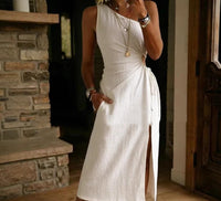 Casual Loose-fitting Cotton Sleeveless Split Dress