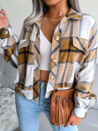 Plaid Lantern Sleeve Wool Coat Jacket