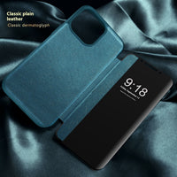 Plain Leather Business Flip Phone Case With Anti Drop Function