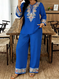 Long-sleeve Lace Floral Long-sleeve Ethnic-style Middle Eastern Set