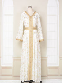 Scratch-printed Gold-stamped Fashionable Ethnic-style Dress