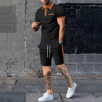 Color Matching Short-sleeved Shorts Two-piece Casual