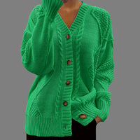 Autumn And Winter V-neck Single Breasted Cross-border Foreign Trade Cable-knit Sweater Coat