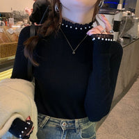 Sensual Semi-high-neck Knit Top