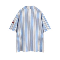 Fashion Vertical Stripes Mermaid Embroidered Short Sleeve Shirt