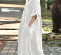 Casual Loose Cotton And Linen Dress For Women