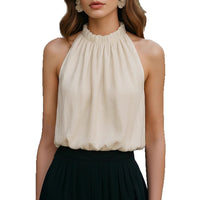 Womens Halterneck Sleeveless Tank Top With Off-the-Shoulder Straps