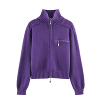 Double Zipper Design For Knitted Sweater Jacket