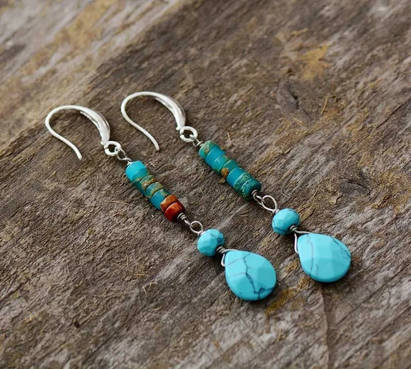 Natural Stone Spacer Colorful Simple Ethnic Earrings