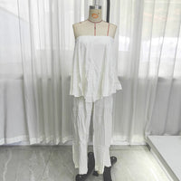 Summer Casual Asymmetrical Tube Top Jumpsuit With Flared Skirt