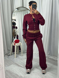 Springautumn New Casual Set Solid Color Buttoned Up