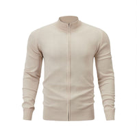 Stand Collar Casual Sports Sweater Solid Color Zipper Sweater