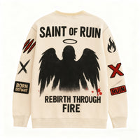 Mens Oversized, Loose-fit Pullover Sweatshirt With Long Sleeves