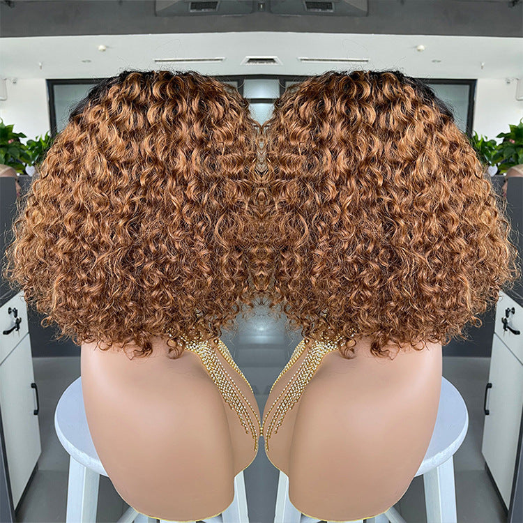 Cross-border E-commerce Exclusively For Ombre Curly Bobo1b30 Human Hair Lace Wig