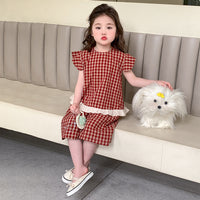 Girls' Summer Plaid Two-piece Set