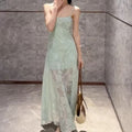 Mint-green Sleeveless Slip Dress For Women Summer Style