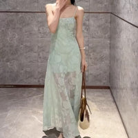 Mint-green Sleeveless Slip Dress For Women Summer Style