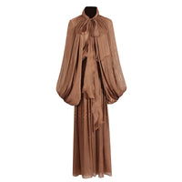 Designer Batwing Sleeve Lace-Up Dress For Women