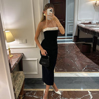 Black And White Patchwork Sexy Slim-fit Tube Dress