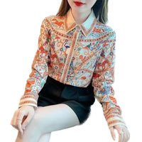 Printed Shirt Long Sleeve Loose Plus Size