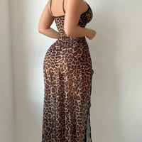 European And American Nightdress Leopard Print Suspender Skirt