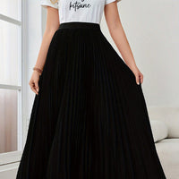 Skirt New Elegant Pleated Puffy Umbrella Skirt Polyester Skirt For Women