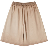 Dopamine Washed Distressed Batik Bright White Retro Shorts