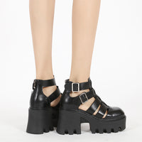 Beijing Hollow-out Roman Sandals Woven Vintage Breathable With Chunky Heels And Thick Soles