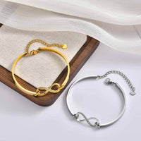 Copper Zircon Heart-Shape 8 Infinity Symbol Fashionable Trendy Korean-Style Sweet Yet Cool Bracelet