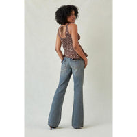 Washed Distressed Slim-fit Vintage-style Bootcut Jeans