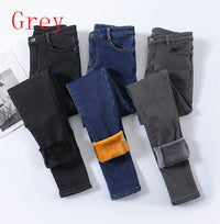 Fleece-lined Base High Waist Black Tight Trousers Skinny Pants