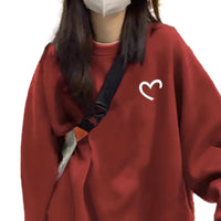 Fleece Loose Casual Women's Hoodie Round Neck Long Sleeve