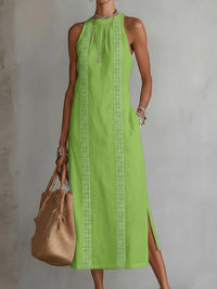 Women's Halter Neck Sleeveless Dress Lace Patchwork Holiday Style Summer Top