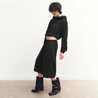Womens Hooded Long-Sleeve Top And Elastic-Waist Shorts Set