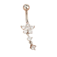 Flower Zircon Belly Button Ring With Diamond Inlaid Zircon Belly Button Nail