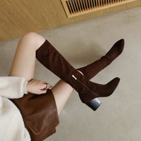 Womens Versatile Suede High-Top Boots