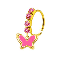 Heart-shaped Nose Ring With Five-star Butterfly Leaves