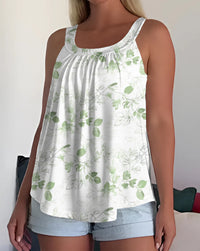 Womens Strappy Casual Sleeveless Tank Top With 3D Digital Graffiti Print