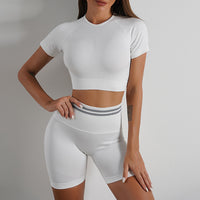 Seamless Pleated Yoga Clothes Two-piece Women's Outdoor