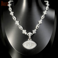Hip-hop Necklace Set With Cross Zircon Eye Pendant