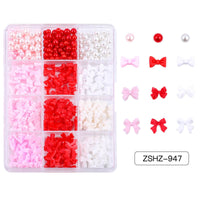 Ribbon Bow Tie Christmas Resin Bow Nail Ornament Mixed Set Box