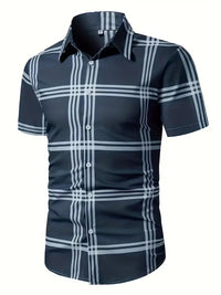Men's Business Summer Wide Loose Shoulder Short Sleeve Single-breasted Shirt