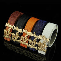 Crocodile Pattern Smooth Buckle Belt Men's