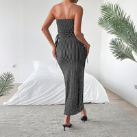 Elegant Strapless Tube Top Sheath Maxi Dress