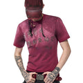 Men's Summer Spray Dirty Washed Distressed Slim-fit Red Short Sleeve
