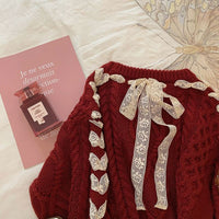 Red Sweater Animal Year Atmosphere Bow Design Sense