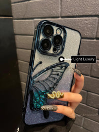 Phone Case Beautiful Glitter Powder Quicksand Butterfly With Lens
