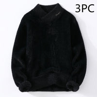Autumn And Winter Crystal Mink Velvet Trendy Korean Style Half Turtleneck Knitted Sweater For Men
